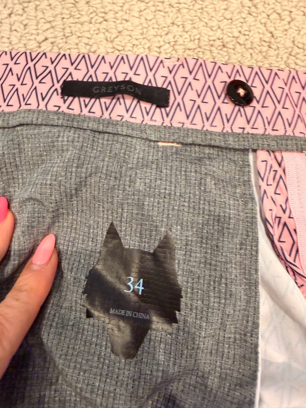 Greyson Pink and Black Printed Flat Front Men’s Shorts - Picture 3 of 3